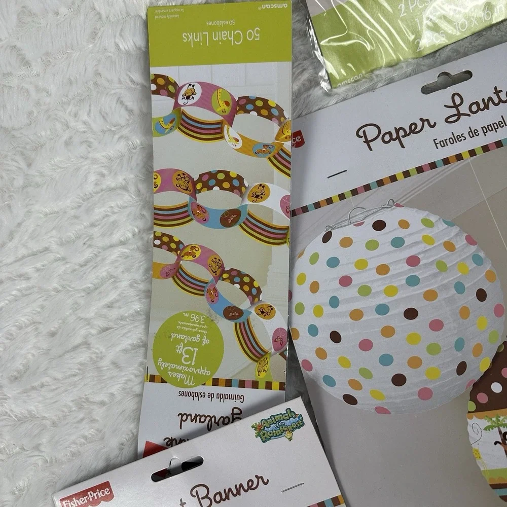 Fisher Price Rainforest Animals Baby Shower Decorations‎ Banner Bundle Neutral